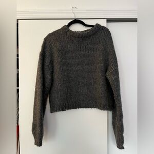 Argent wool cropped bell sleeve sweater